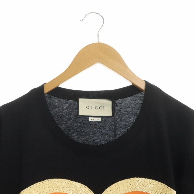 GUCCI / グッチ | 2020SS | スパンコール ハート ロゴ カットソー | M | ブラック/オレンジ | レディース GUCCI / グッチ | 2020SS | スパンコール ハート ロゴ カットソー | M