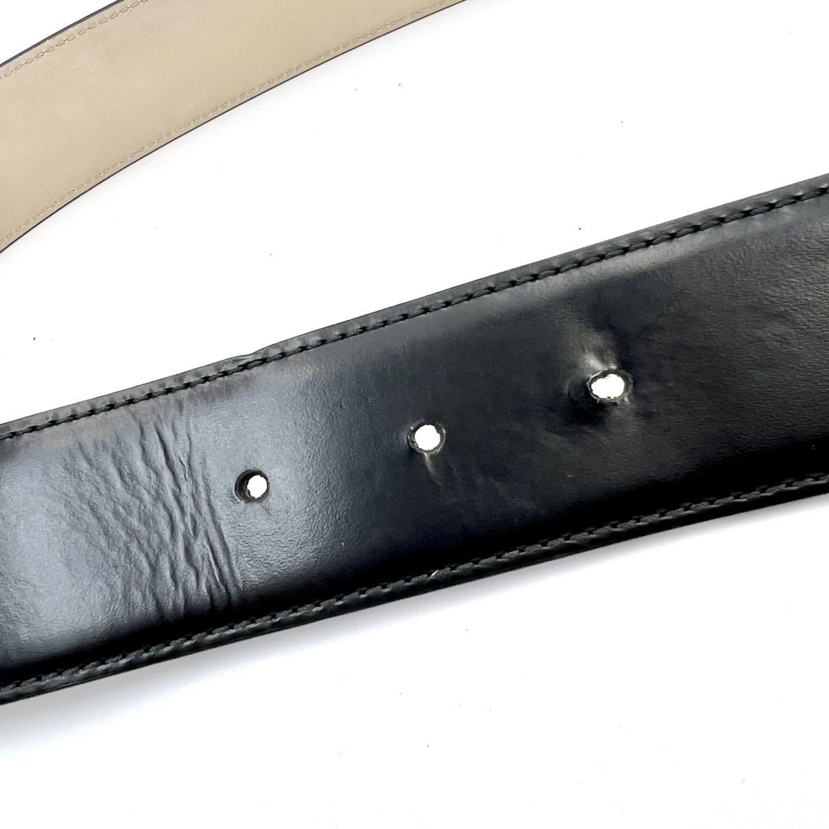 1円〜【紳士の相棒】 BVLGARI ブルガリ ベルト 太 サークルロゴ シルバー金具 黒 ブラック レザー 刻印 110 44 1スタ BVLGARI ブルガリ ベルト ブルガリ（ベルト サイズ：110⁄44 アショーマ