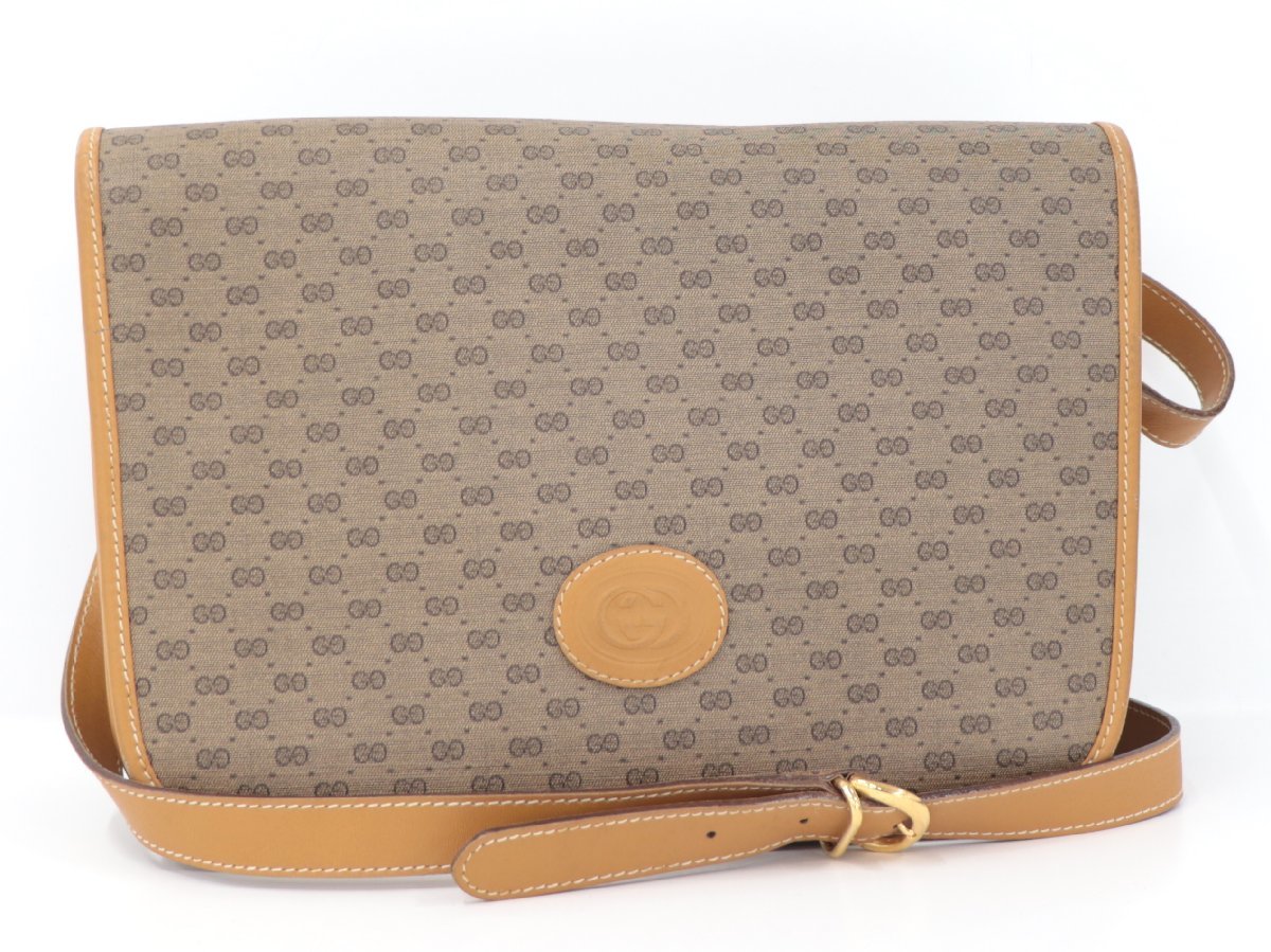 ○グッチ GUCCI ショルダーバッグ オールド PVC マイクロGG ブラウン