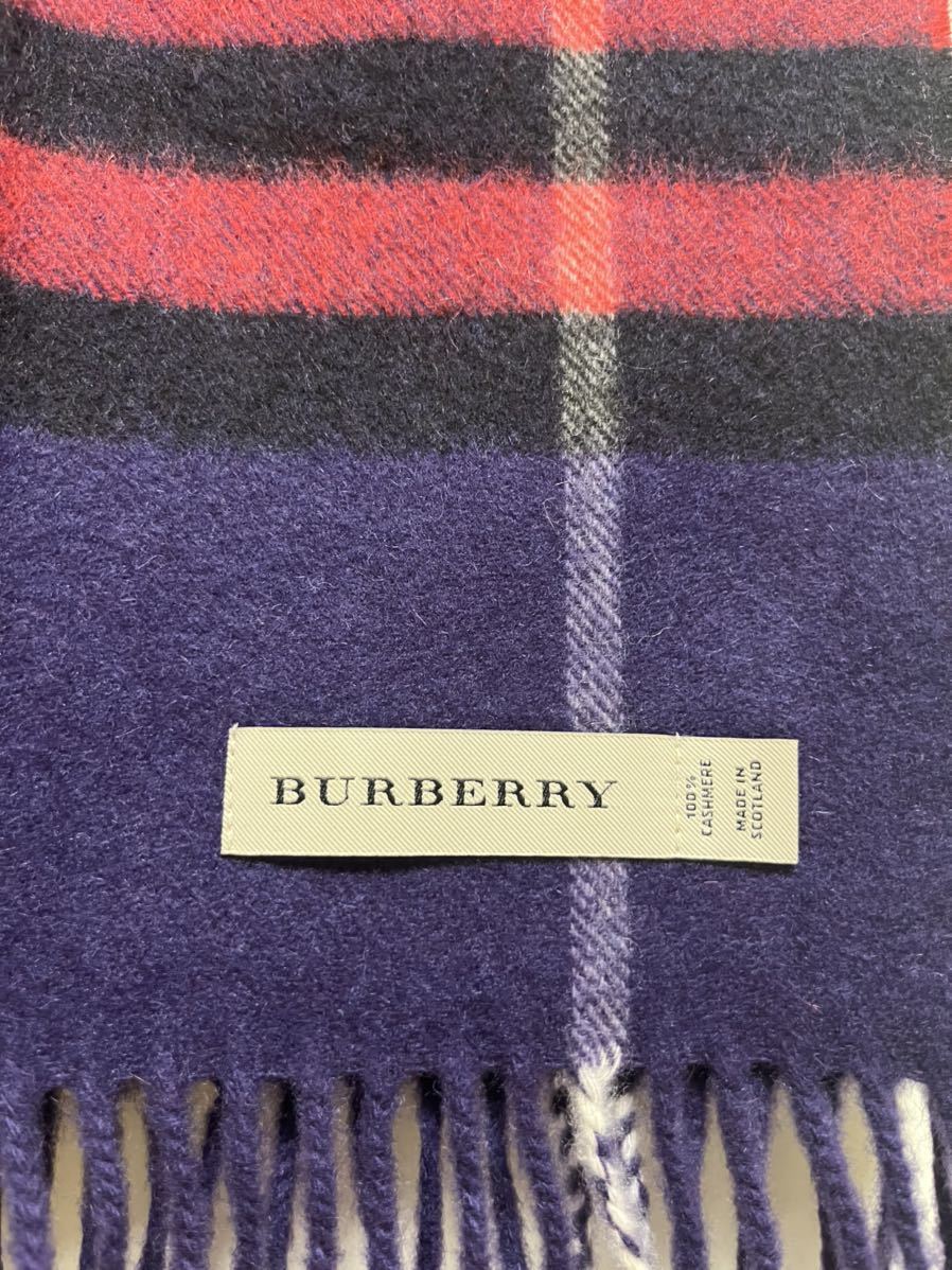 BURBERRY　バーバリー　マフラー　カシミア100％　タグ付き未使用品 　パープルグレープ　送料無料!!　難有!!! マフラー BURBERRY バーバリー 赤系 ノバチェックマフラー モノグラム