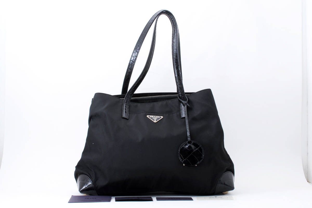 1円スタート】PRADA プラダ テスート ナイロン リナイロン 型押し 