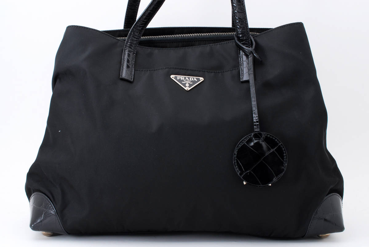 1円スタート】PRADA プラダ テスート ナイロン リナイロン 型押し 