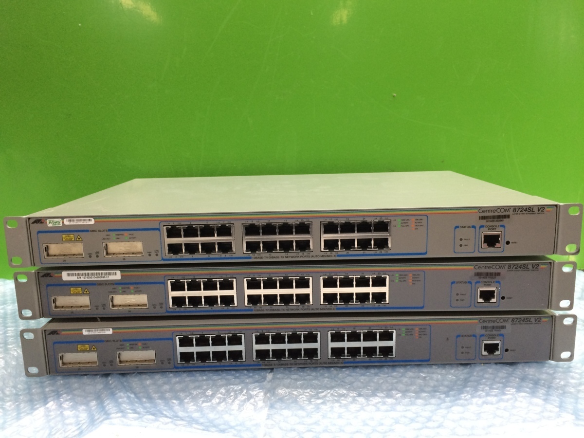  Allied Telesis レイヤー3 ファーストイーサネット スイッチ CentreCOM 8724SL V2 3台セット(イーサネットハブ)｜売買されたオークション情報、yahooの商品情報をアーカイブ公開 - オークファン イーサネットハブ