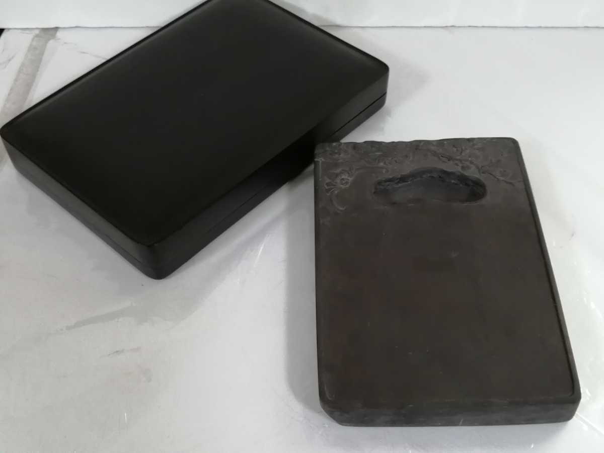 中国 書道具 唐木紫檀製 硯箱 端渓硯 古墨 水孟 筆架など 一式 VR6940 