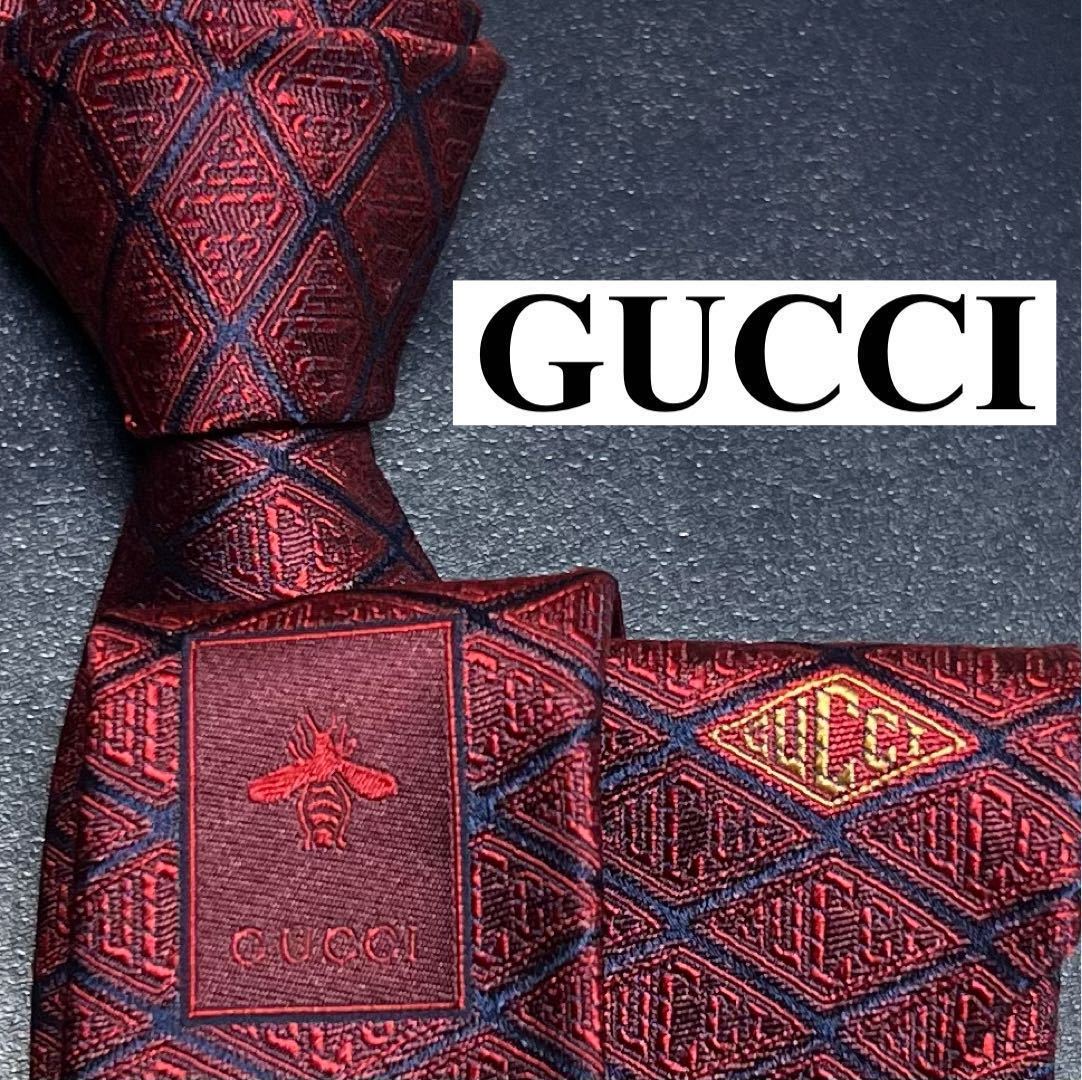 未使用 ネクタイ GUCCI グッチ 現行タグ GG柄 ジャガード 刺繍 ワン