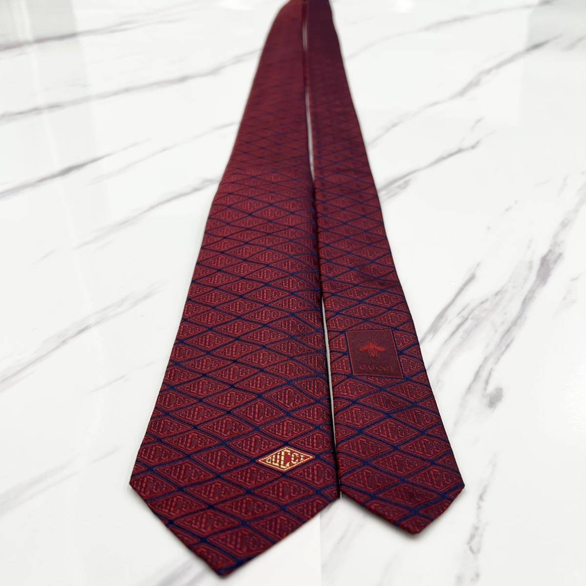 未使用 ネクタイ GUCCI グッチ 現行タグ GG柄 ジャガード 刺繍 ワン