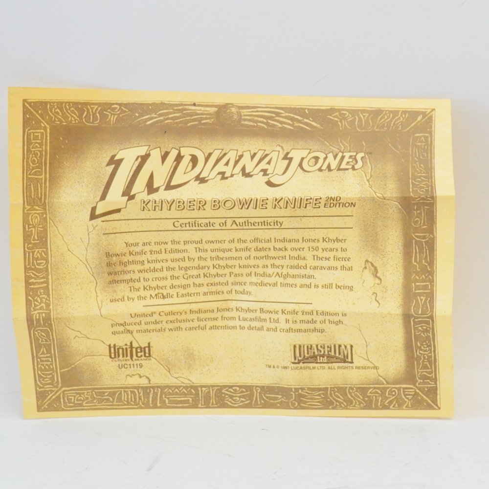 希少 UNITED インディージョーンズ サバイバルナイフ レザーシース付き 全長約61cm 重量約917g ユナイテッドカトラリー INDIANA JONES インディージョーンズ UC501 UNITEDユナイテッドインディ・ジョーンズマチェットナイフ BOWIE KHYBER (キャンプ