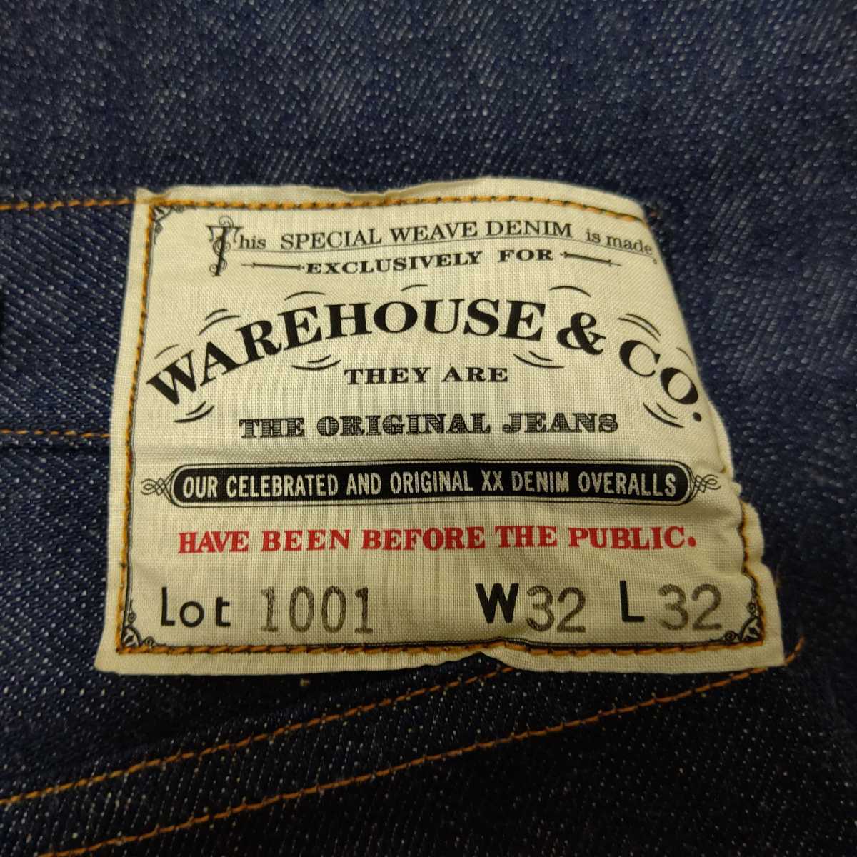 Lot 1001【1901 NO.2 MODEL】 W32 NONWASH WAREHOUSE & CO. 天然 