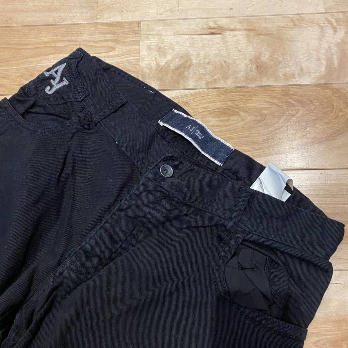 90s イタリア製 Armani Jeans ブラック デニムパンツ ステッチ