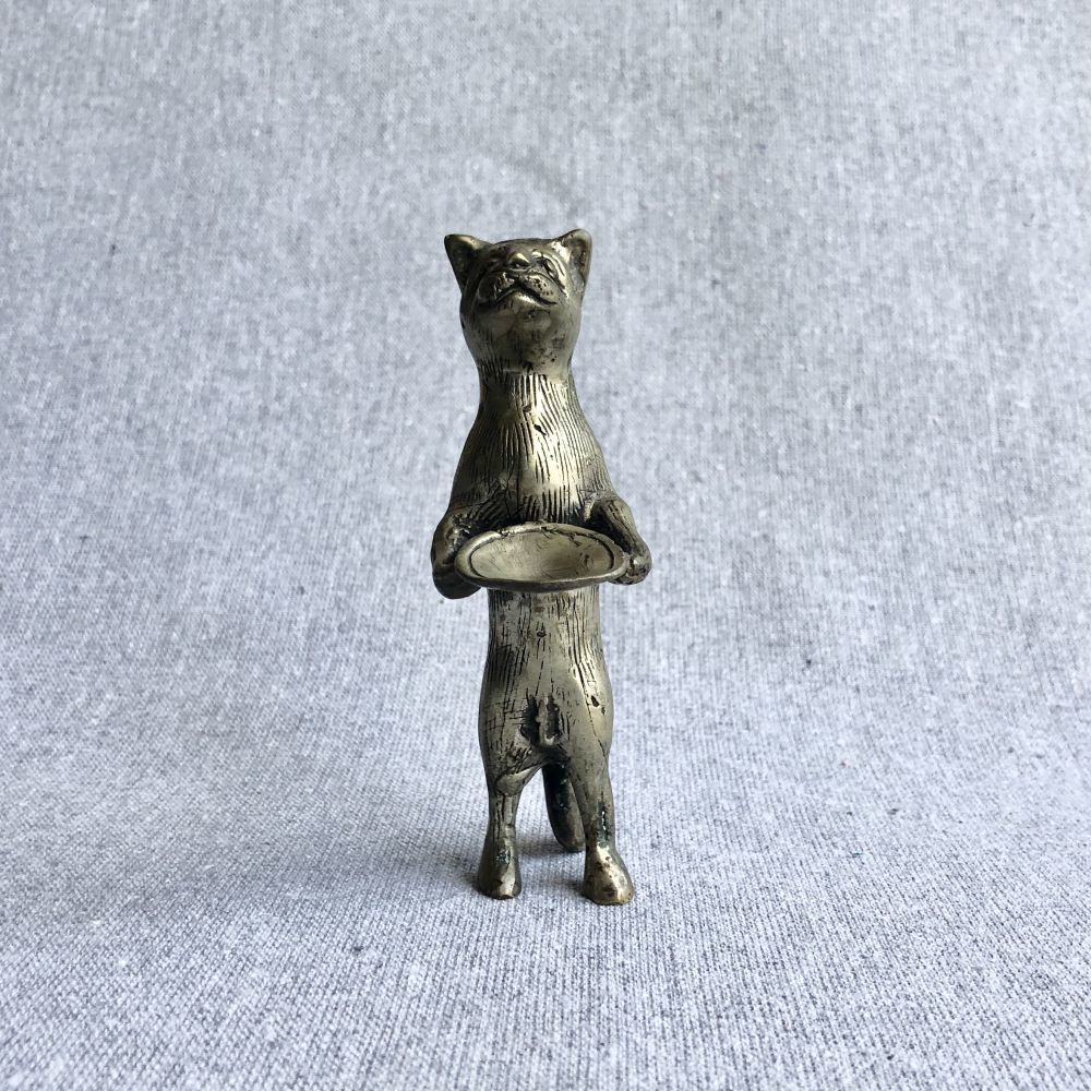 猫 置物 オブジェ 骨董 アンティーク インテリア 可愛い 金属 動物