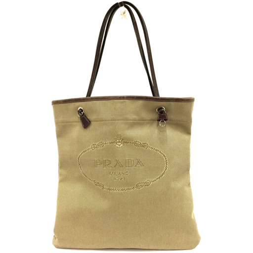 プラダ キャンバス トートバック ハンドバッグ シルバー金具 