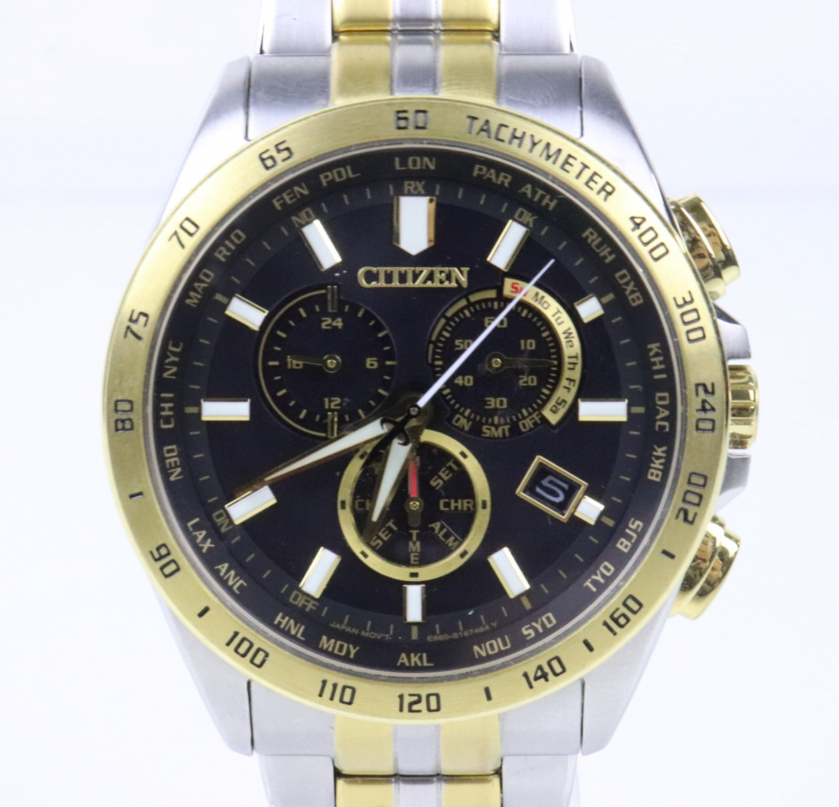 稼働品】CITIZEN シチズン 腕時計 ラジオコントロール 電波時計 クロノ 