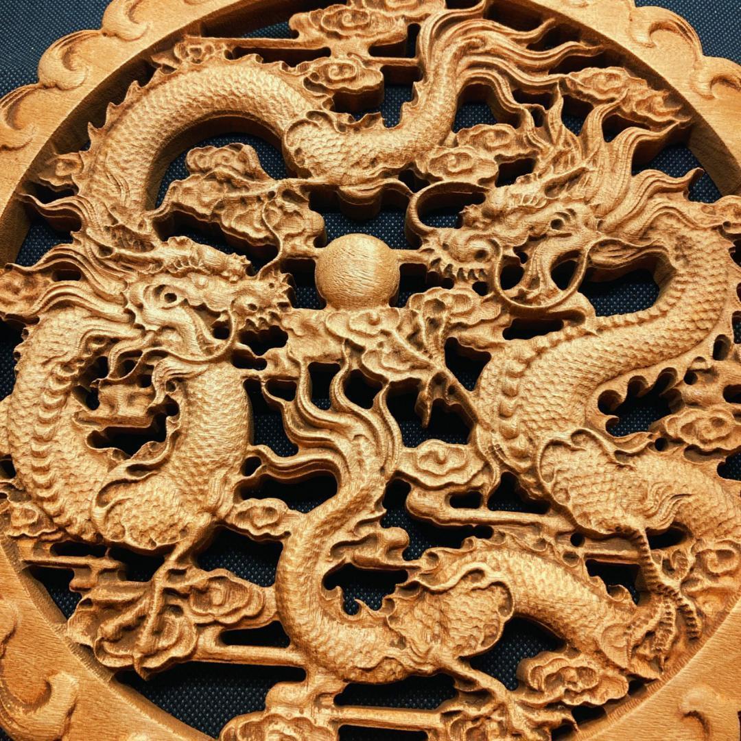 iichi 38cm（龍・竜・雲) 日々の暮らしを | 参次元彫刻 双龍戯