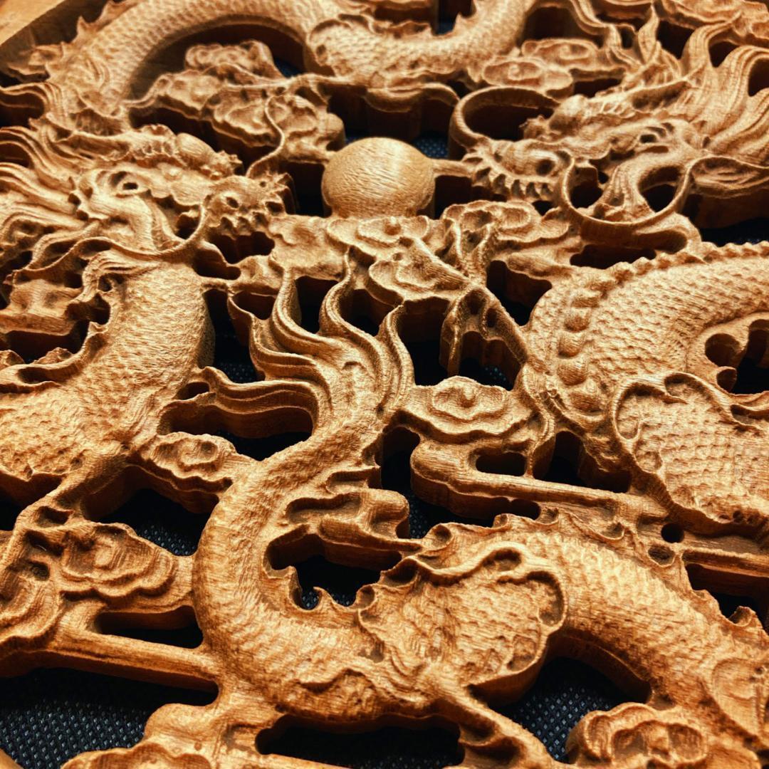 iichi 38cm（龍・竜・雲) 日々の暮らしを | 参次元彫刻 双龍戯