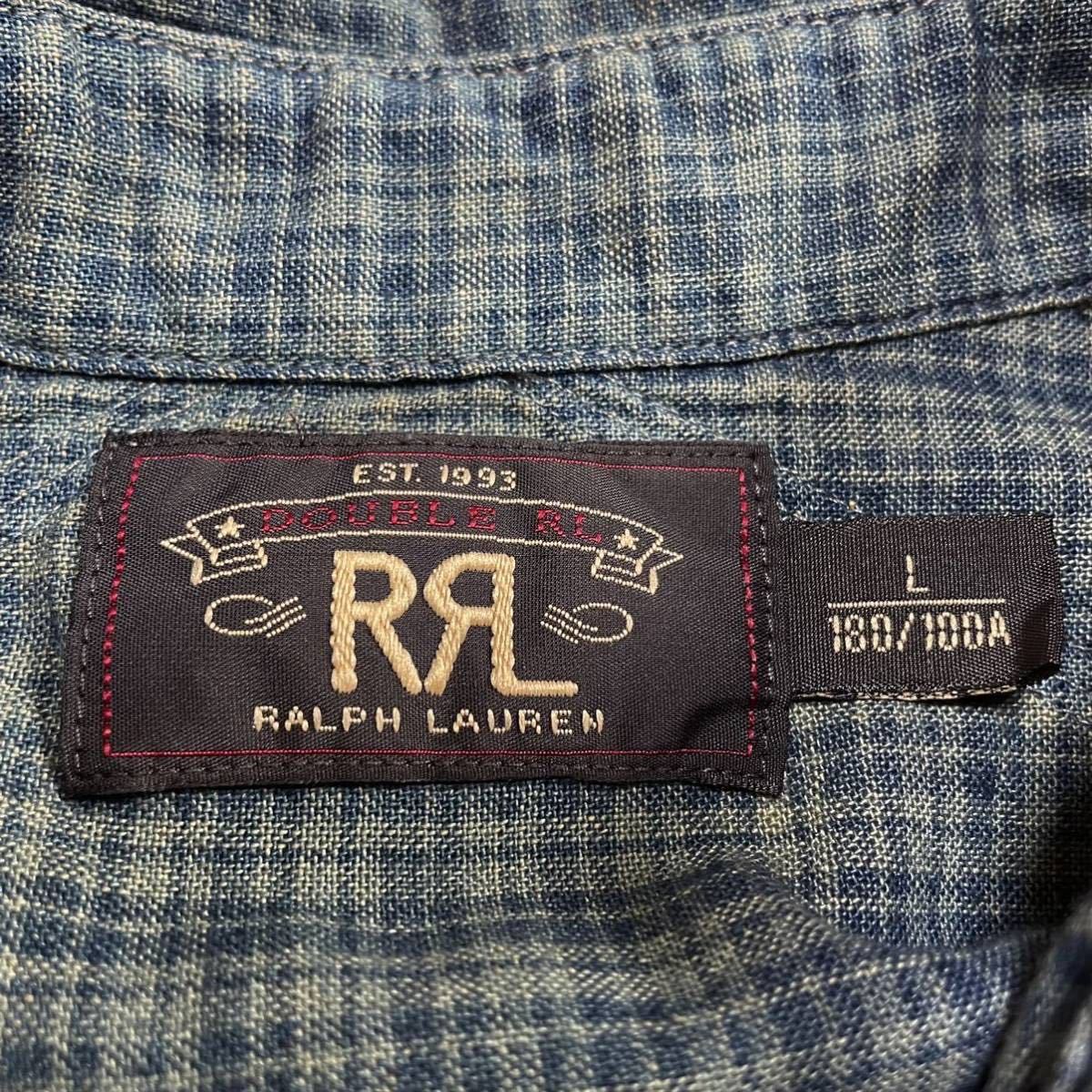 RRL “Indigo Work Shirt” L インディゴ 製品染め ワーク シャツ