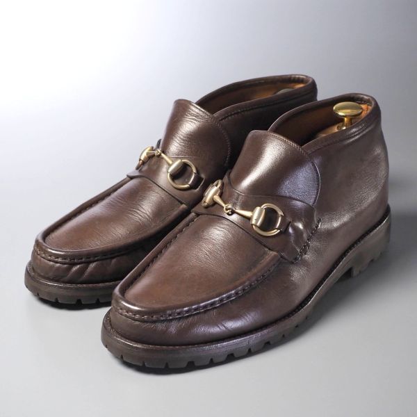  GK4481：イタリア製 GUCCI/グッチ メンズ ホースビット Uモカショートブーツ レザーブーツ レザーシューズ 靴 41E ブラウン(男性用)｜売買されたオークション情報、yahooの商品情報をアーカイブ 靴