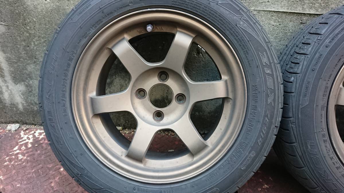 RAYS TE37 14インチ 6.5j +15 4穴 pcd100 ブロンズ タイヤ付 185/60R14 