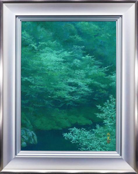 真作】【WISH】浜田昇児「谷間」日本画 20号 大作 金落款 共シール