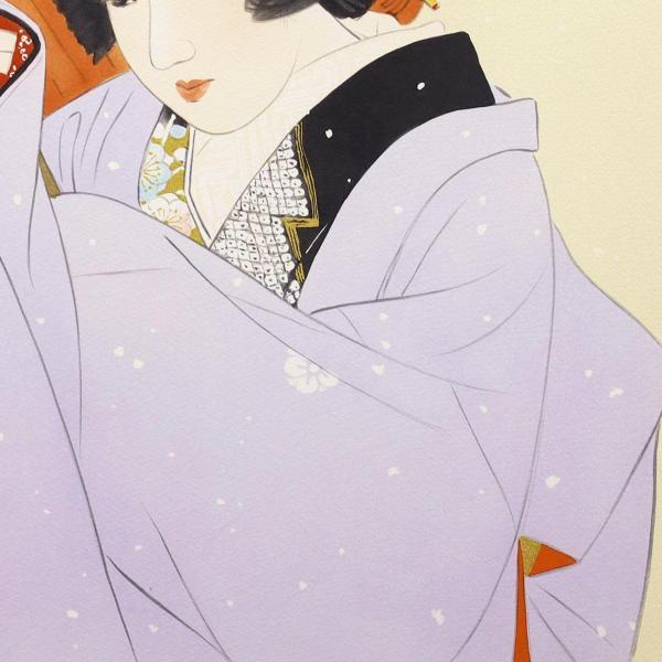 豊富な，得価 【真作】【WISH】伊東深水「雪」リトグラフ 約10号 証明