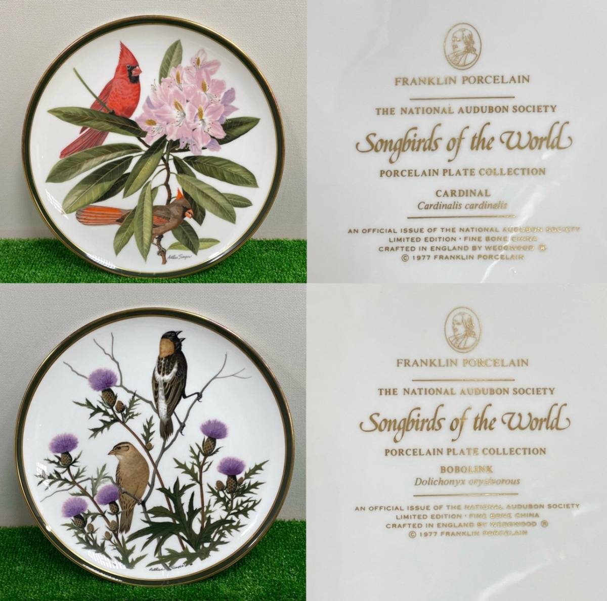 希少！Franklin Porcelain 世界の花の絵画飾皿コレクション 〇27-120 FRANKLIN PORCELAIN 世界の鳴き鳥 世界のキジ WEDGWOOD 限定