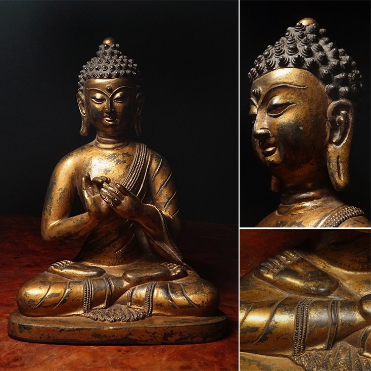 慶應◇中国仏教文物 金銅釈迦牟尼坐像 鍍金仏 仏像 仏教美術 【公式通販】