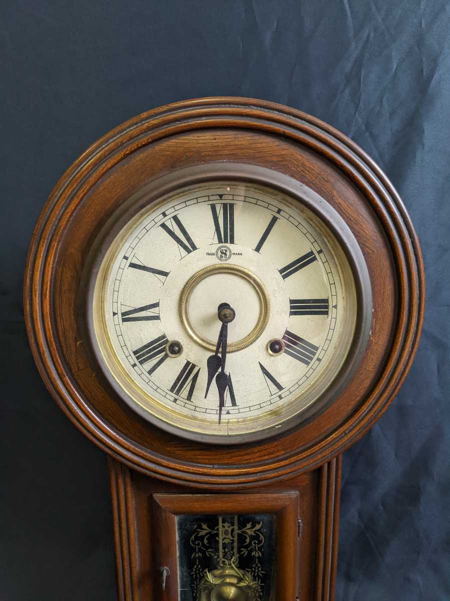 唯 当時物 Trade Mark 柱時計 掛時計 振り子時計 トレードマーク ゼンマイ式 ゼンマイ付 アナログ 売買されたオークション情報 Yahooの商品情報をアーカイブ公開 オークファン Aucfan Com