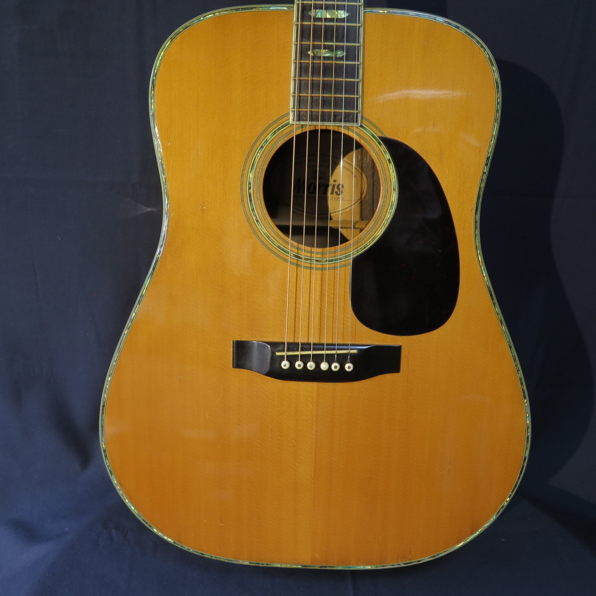 ★骨★ Morris W-45 表 スプルース 裏 ハカランダ フレイム メイプル ★高級 ハードケース 付★ モーリス 寺田楽器 幌馬車ラベル 1970年代?