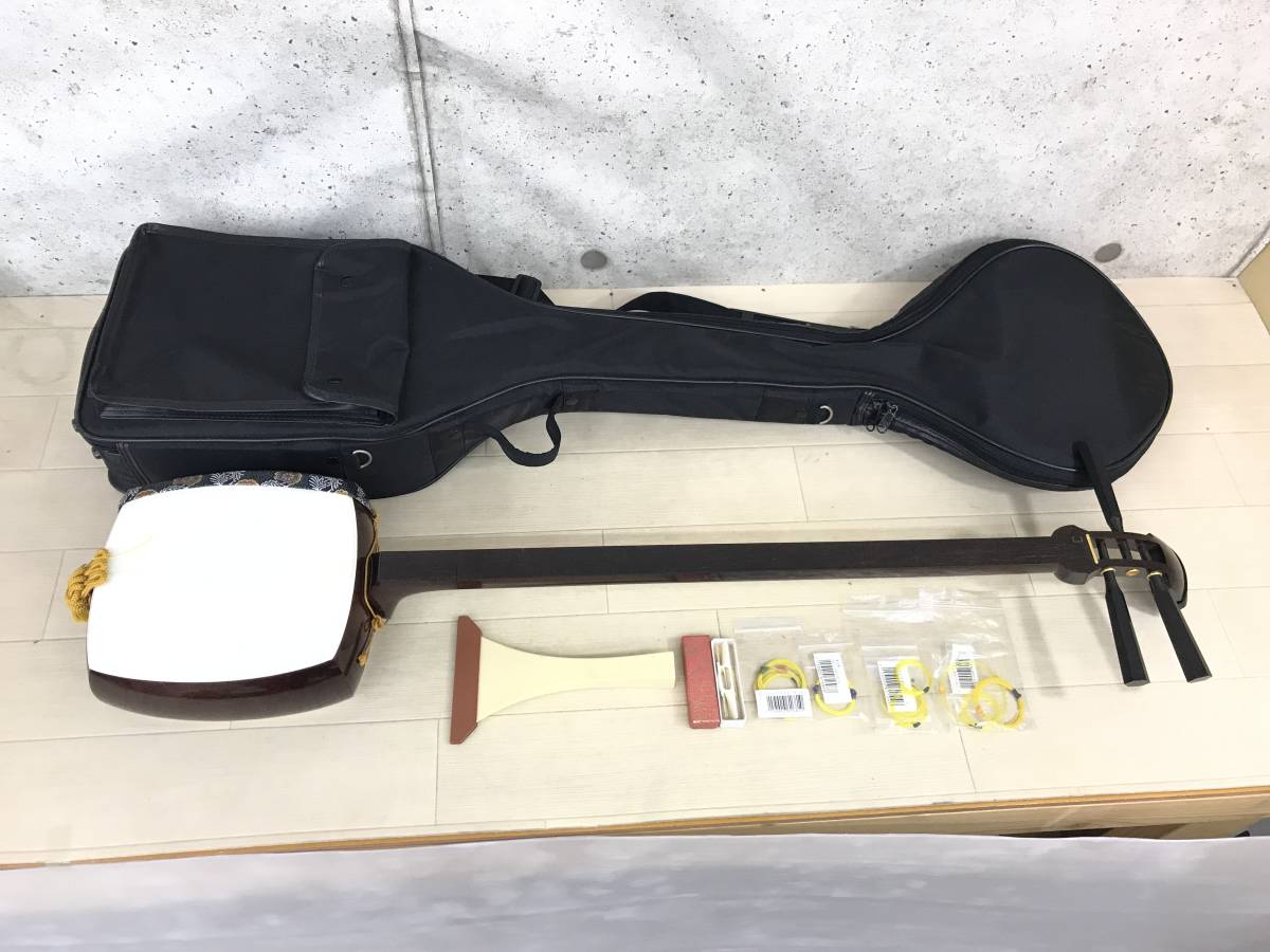 三味線 ソフトケース 撥 バチ 糸 駒 付き 和楽器 伝統楽器 楽器