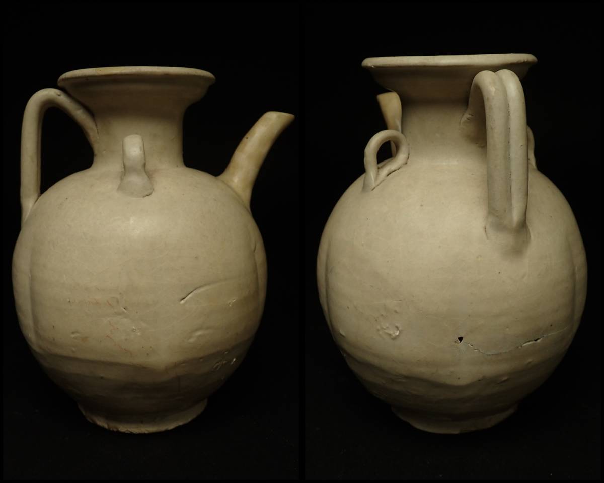 SS-164 磁州窯 白釉水注 宋代 中国古玩 唐物 骨董 時代 酒器