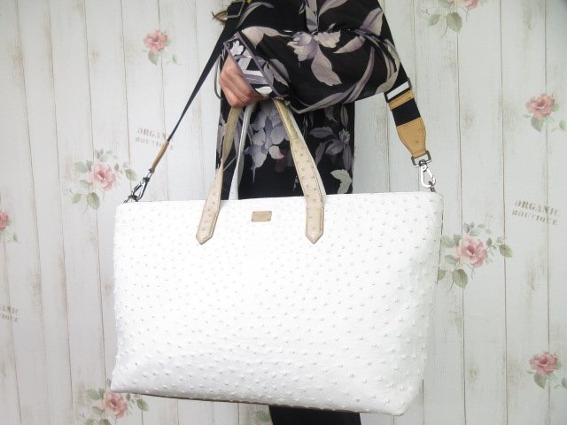 激安大特価，正規品 極 DOLCE&GABBANA ドルチェ＆ガッバーナ ドルガバ オーストリッチ フルポイント トートバッグ バッグ 白&times;ベージュ A4可 2WAY 48489(かばん、バッグ)｜売買されたオークション情報、yahooの商 かばん、バッグ
