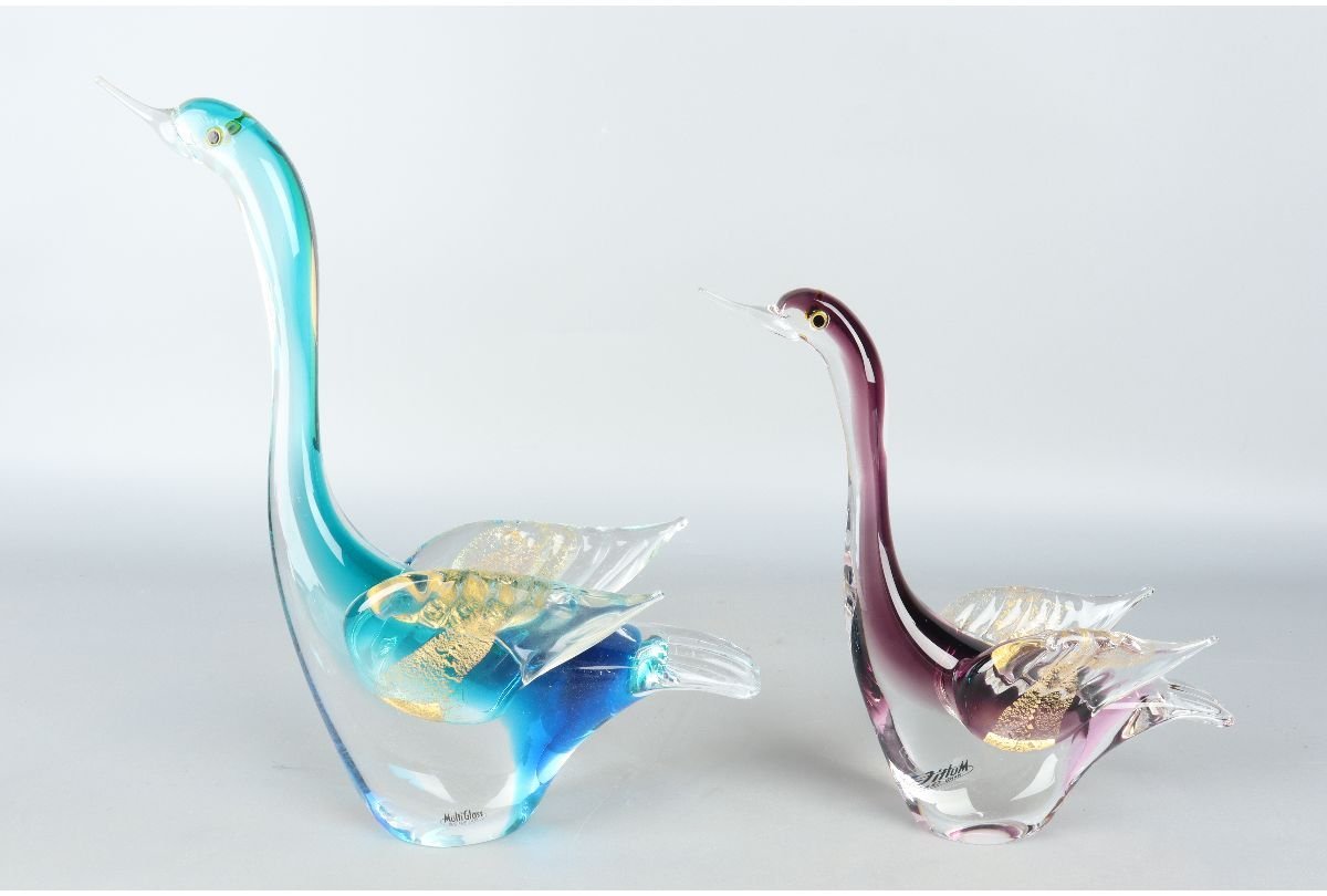 URA]炎の芸術/Multi Glass(マルティグラス)/鶴置物2つまとめて/7-5
