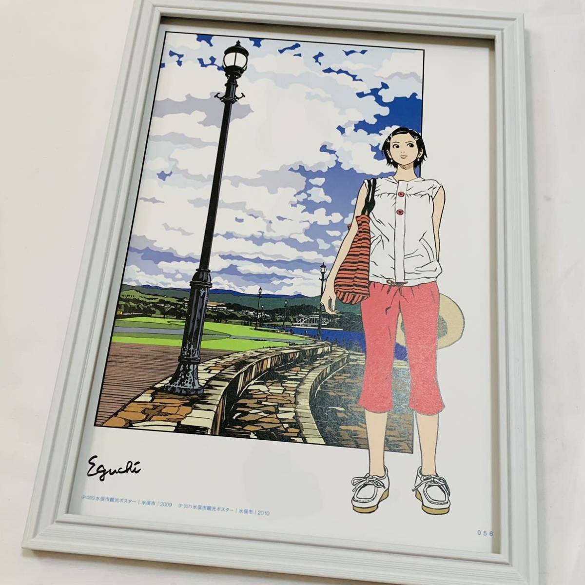 江口寿史　ポスター 江口寿史 イラスト□水俣市観光ポスター 2009 A4サイズ 額装品 /検