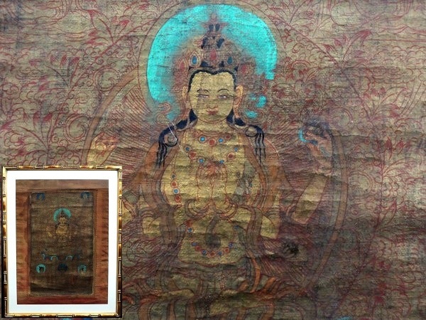 チベット密教/如意輪観音図/タンカ/曼荼羅/額装品/ラマ教/仏画 チベット密教/如意輪観音図/タンカ/曼荼羅/額装品/ラマ教/仏画