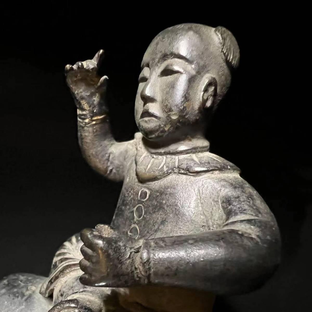 唐物 中国美術 古銅 中国古玩 銅製 時代古銅製馬唐子乗香炉 香炉