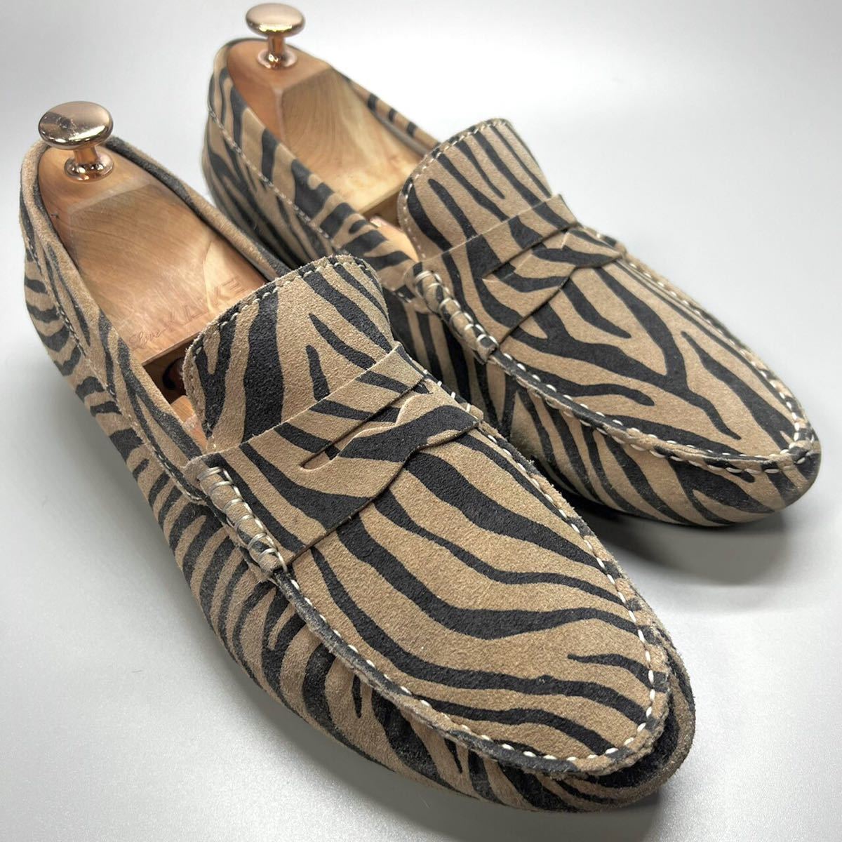 LARDINI ラルディーニ　スリッポン　ドライビングシューズ　ゼブラ柄　6 24.5cm メンズ　本革　レザー　靴