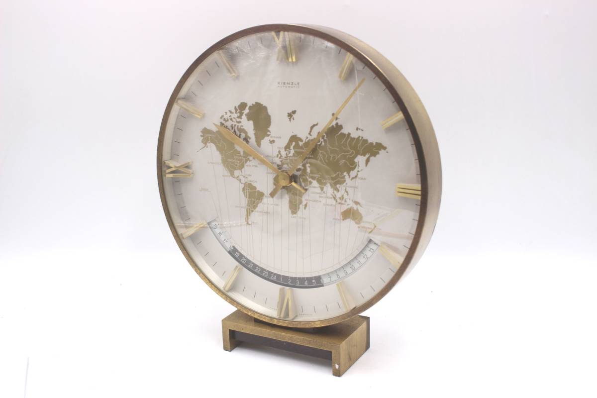 動作品】 KIENZLE/キンツレ 世界時計 オートマチック 置時計 ドイツ製