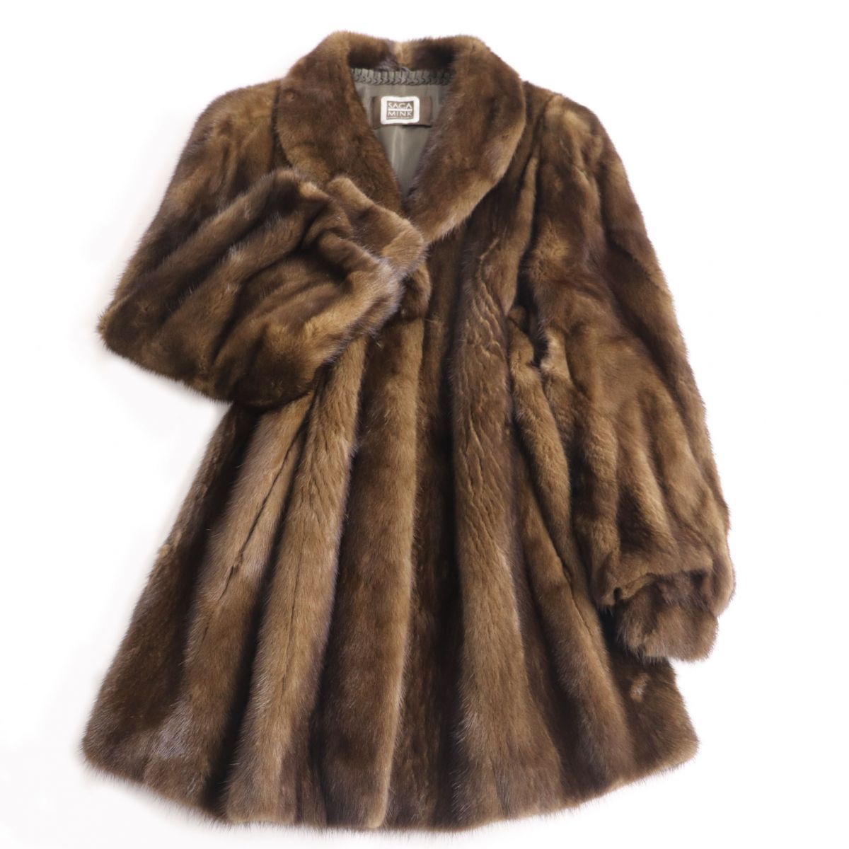 極美品▽SAGA MINK サガミンク 本毛皮コート ブラック 毛質艶やか 