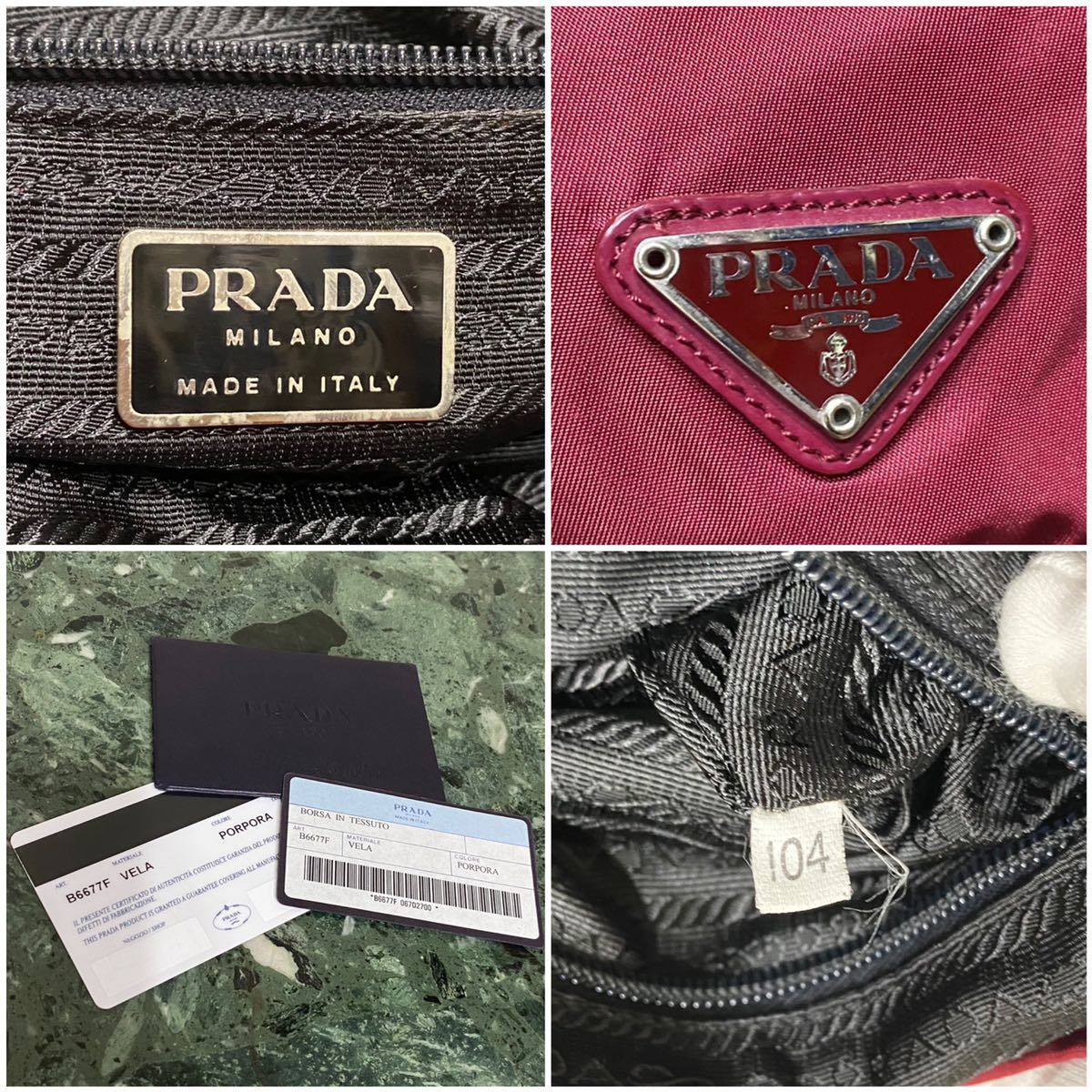 希少カラー 良品 PRADA ミニリュックサック ナイロン ボルドー 三角 