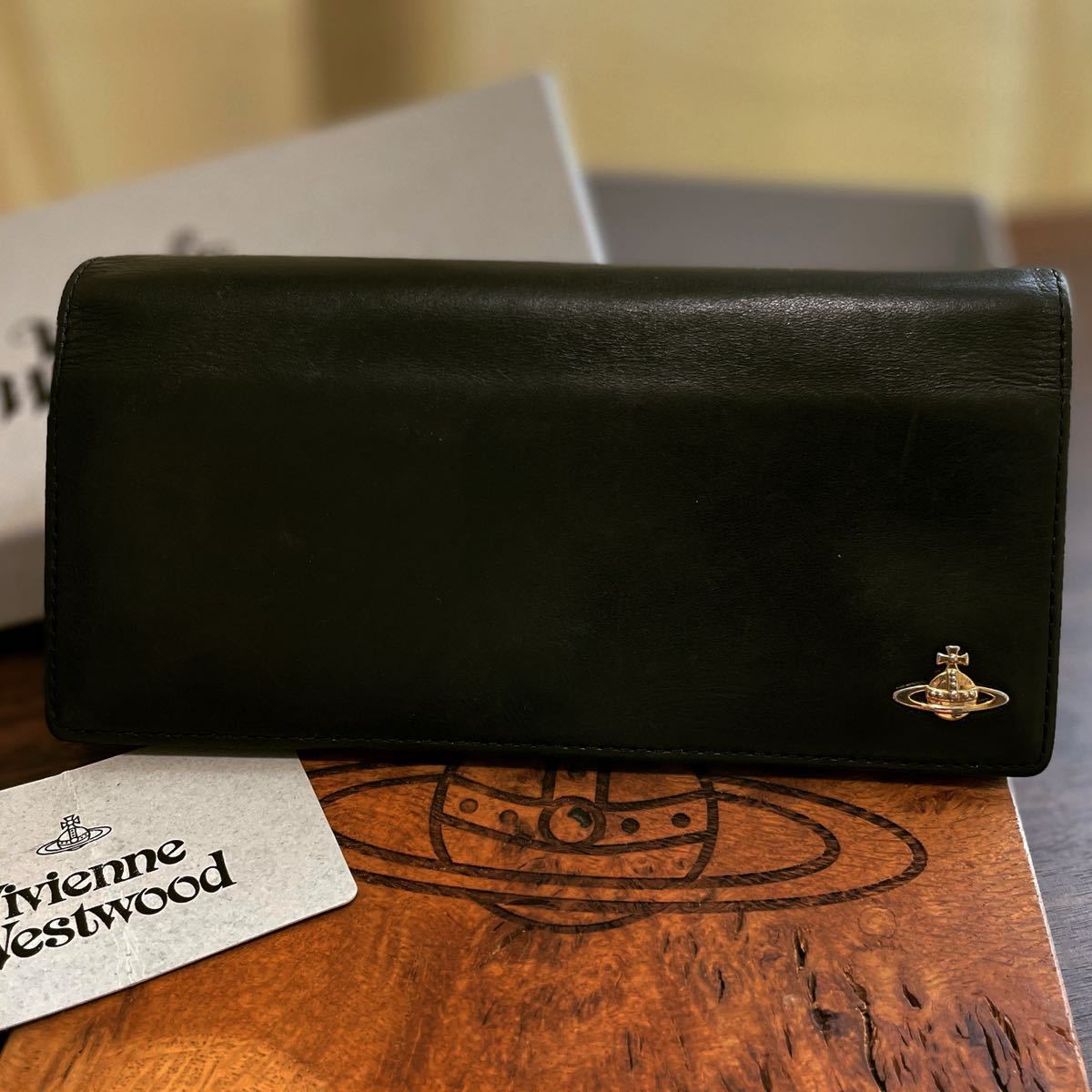 SALE VivienneWestwood ゴールドオーブ本革ブラック長財布 【公式通販】