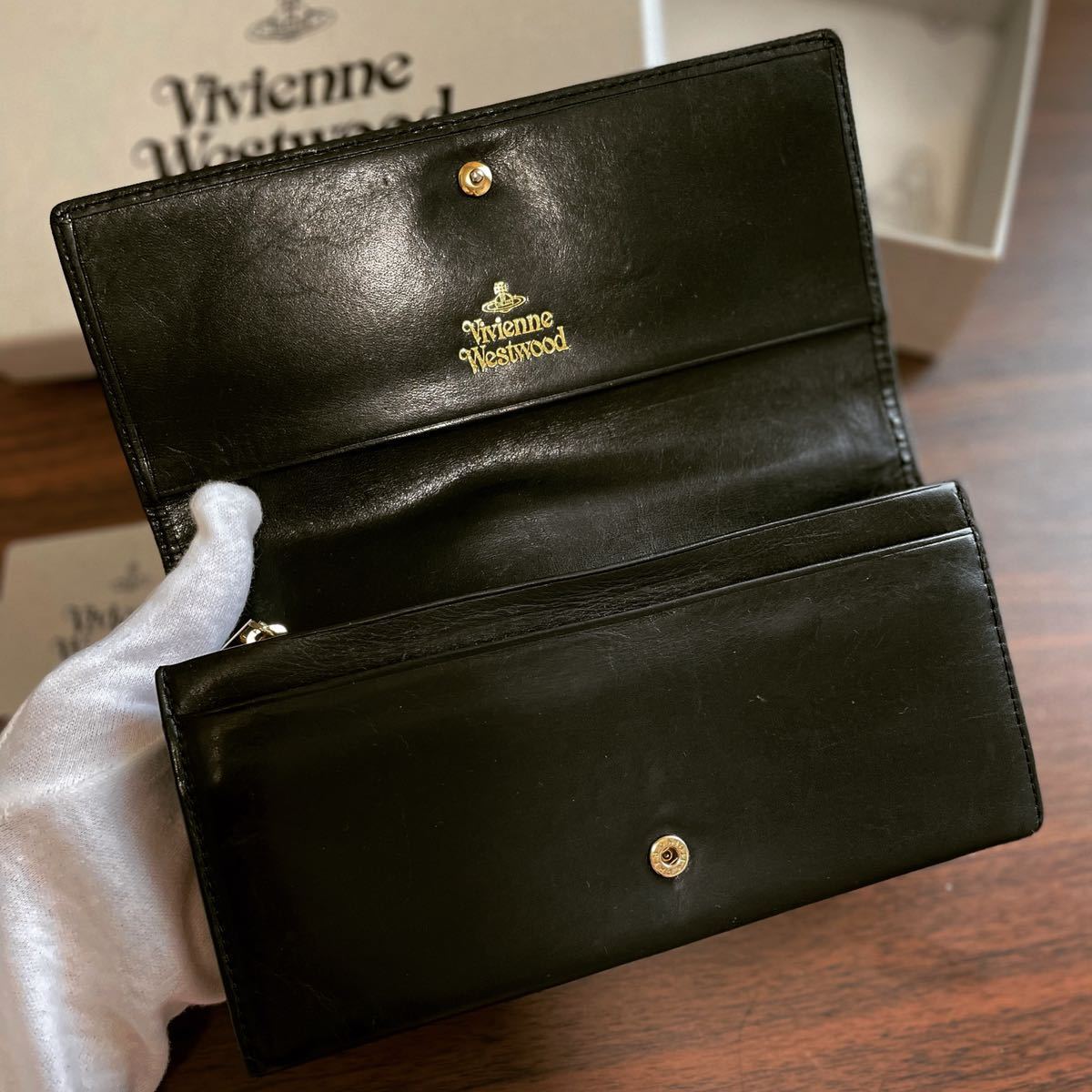 SALE VivienneWestwood ゴールドオーブ本革ブラック長財布 【公式通販】