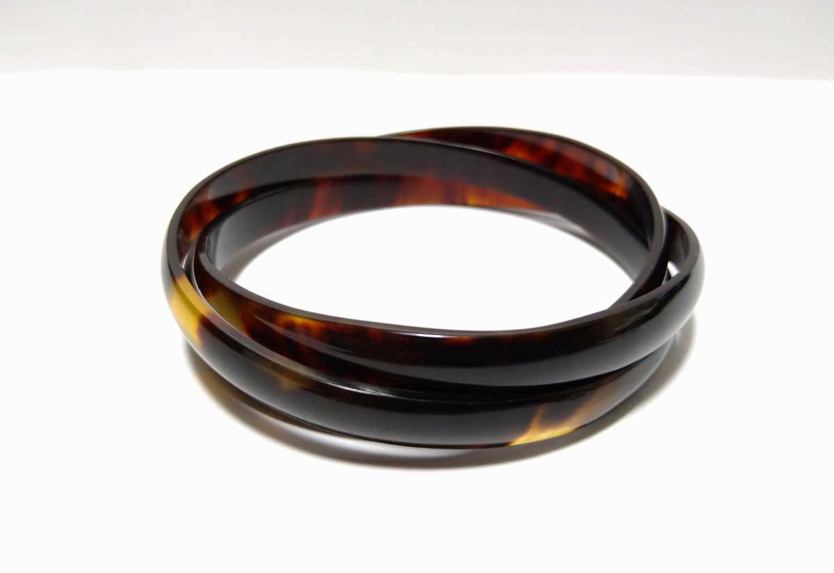 β 本鼈甲 べっ甲 3連 バングル β 鼈甲 べっ甲 ブレスレット 鼈甲