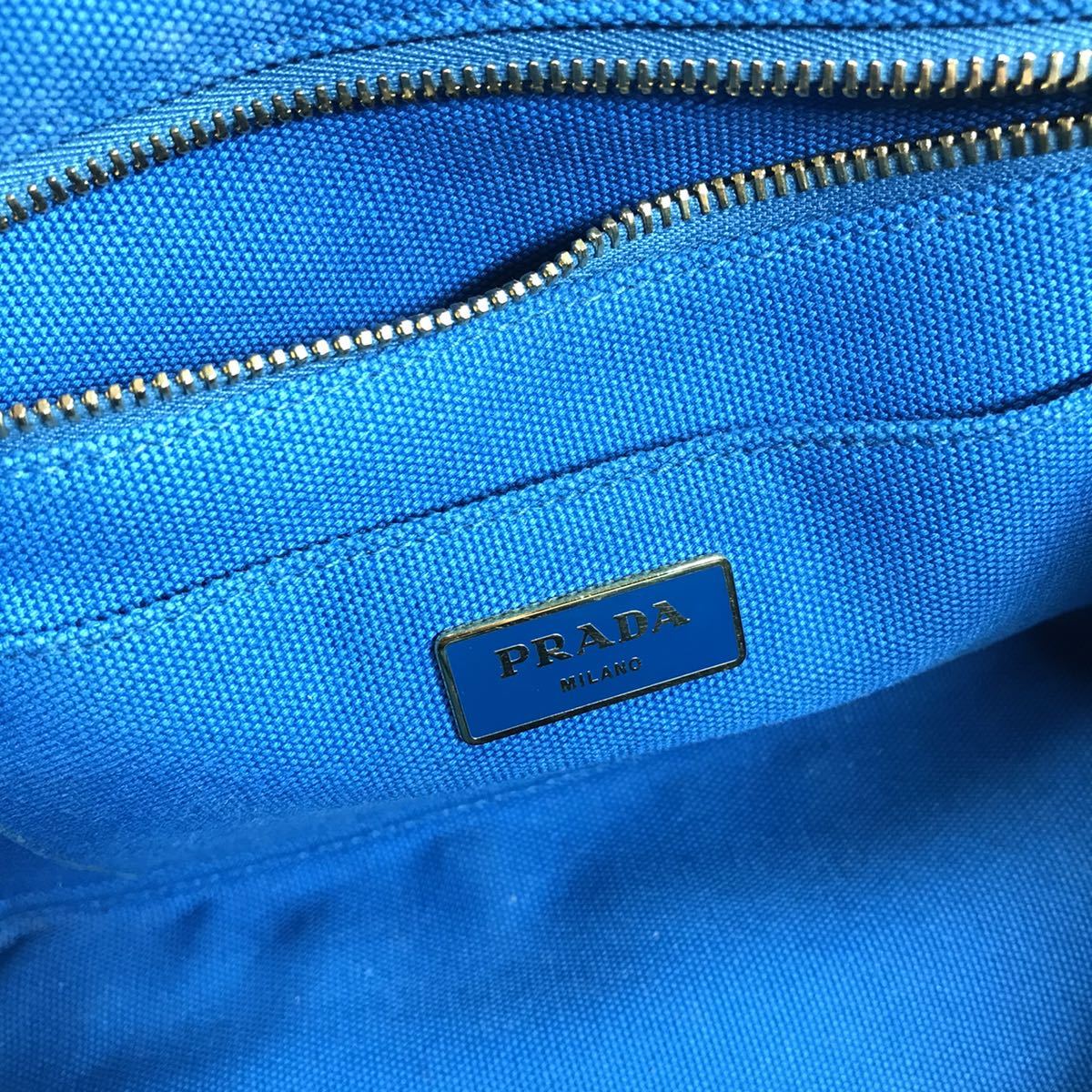 プラダ】本物 PRADA カナパ ハンドバッグ ブルー色 SSサイズ 2way
