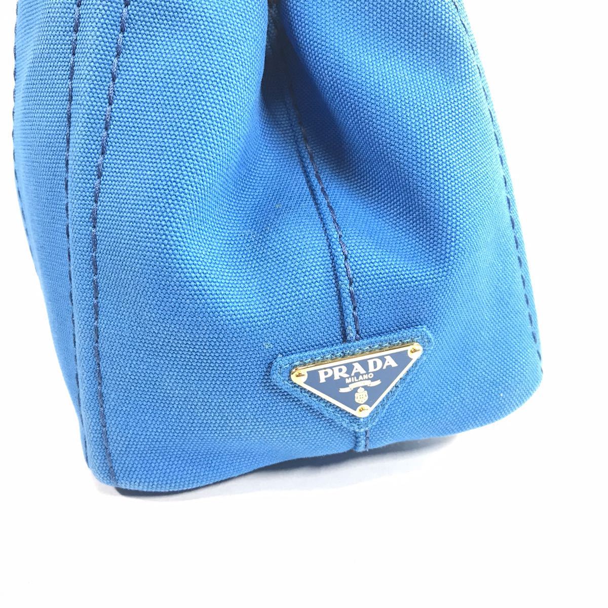 プラダ】本物 PRADA カナパ ハンドバッグ ブルー色 SSサイズ 2way