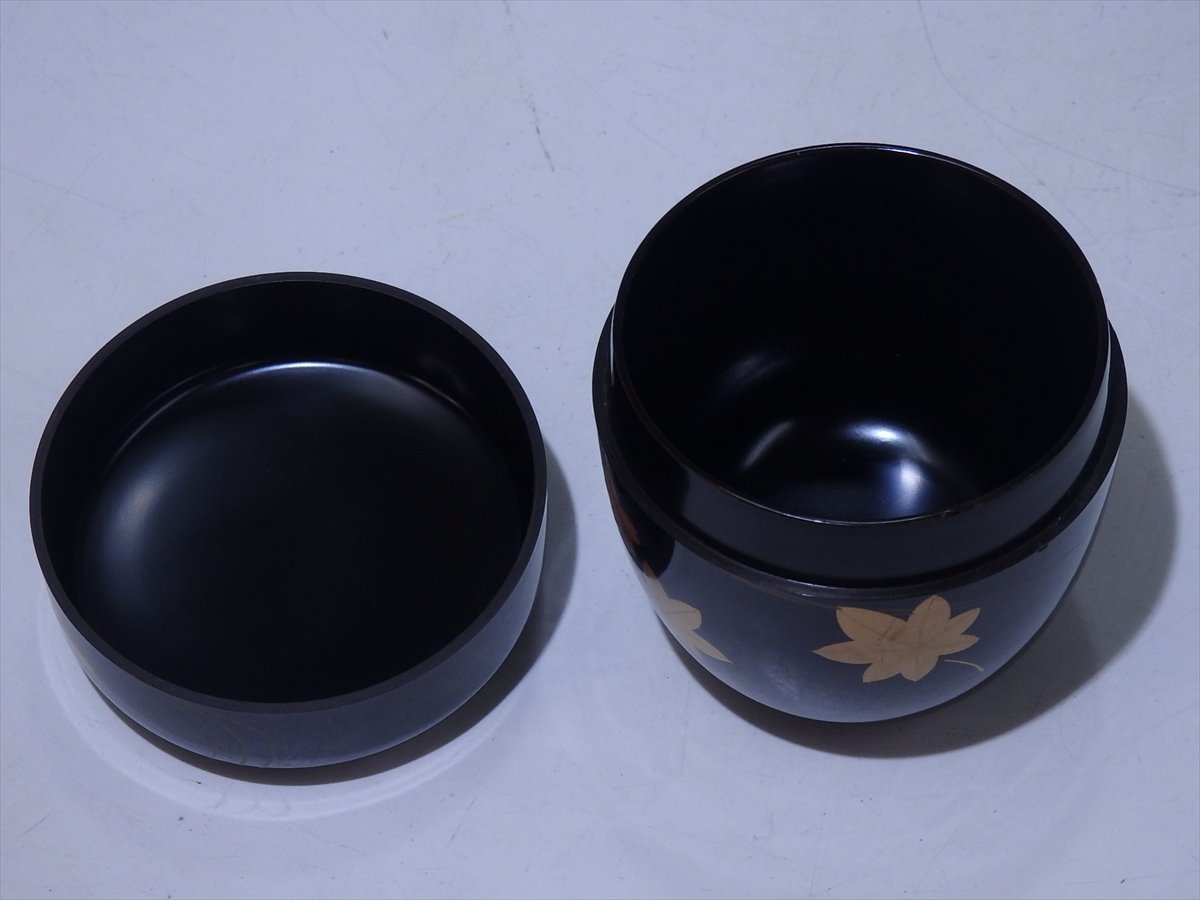 ☆平安千穂造 木製【立田川蒔絵中棗 共箱】直径6.7cm 高