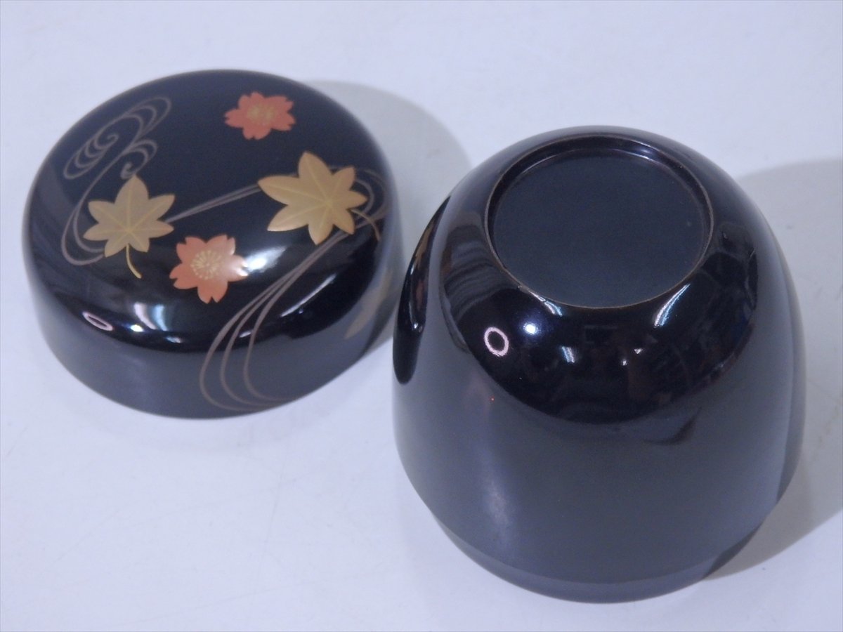 ☆平安千穂造 木製【立田川蒔絵中棗 共箱】直径6.7cm 高