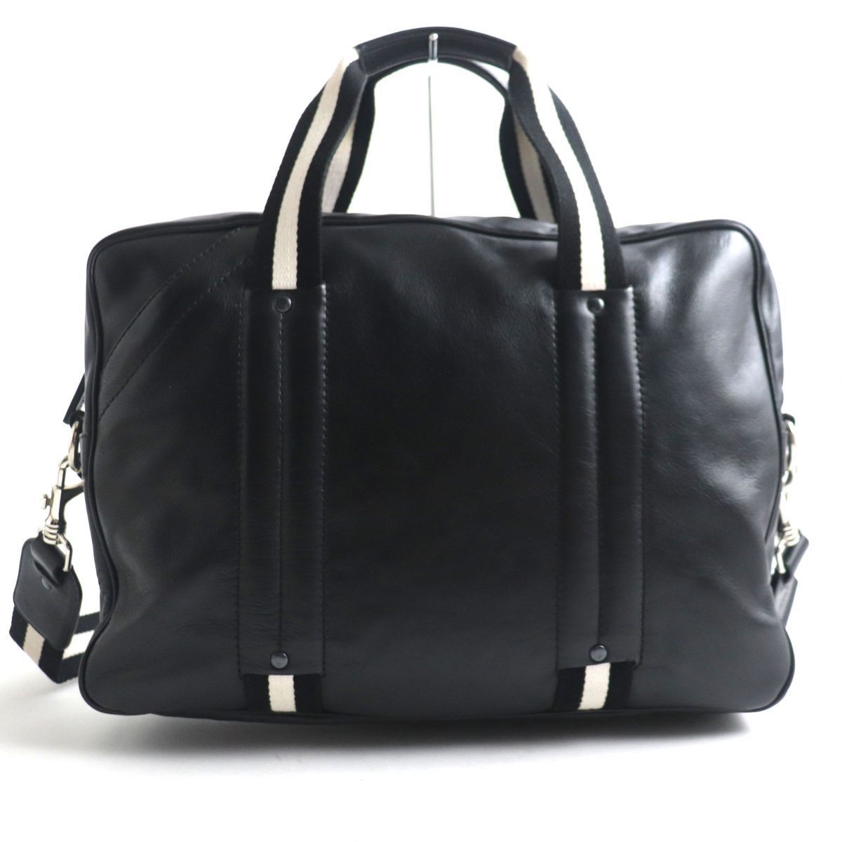 美品▽BALLY バリー TREGO ストライプ ネームタグ付き 2WAY レザー 