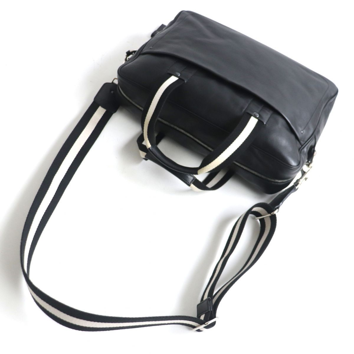 美品▽BALLY バリー TREGO ストライプ ネームタグ付き 2WAY レザー 