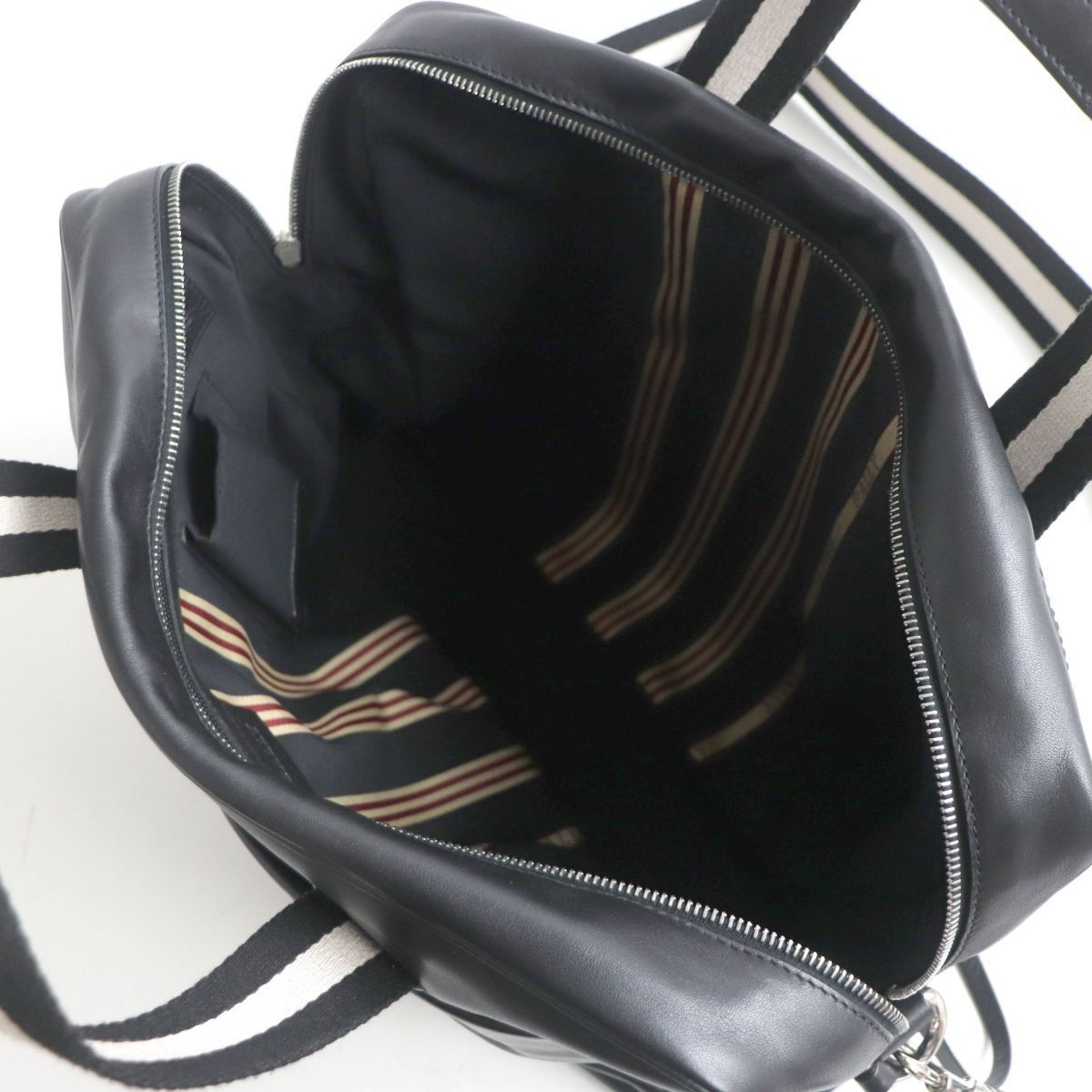 美品▽BALLY バリー TREGO ストライプ ネームタグ付き 2WAY レザー 