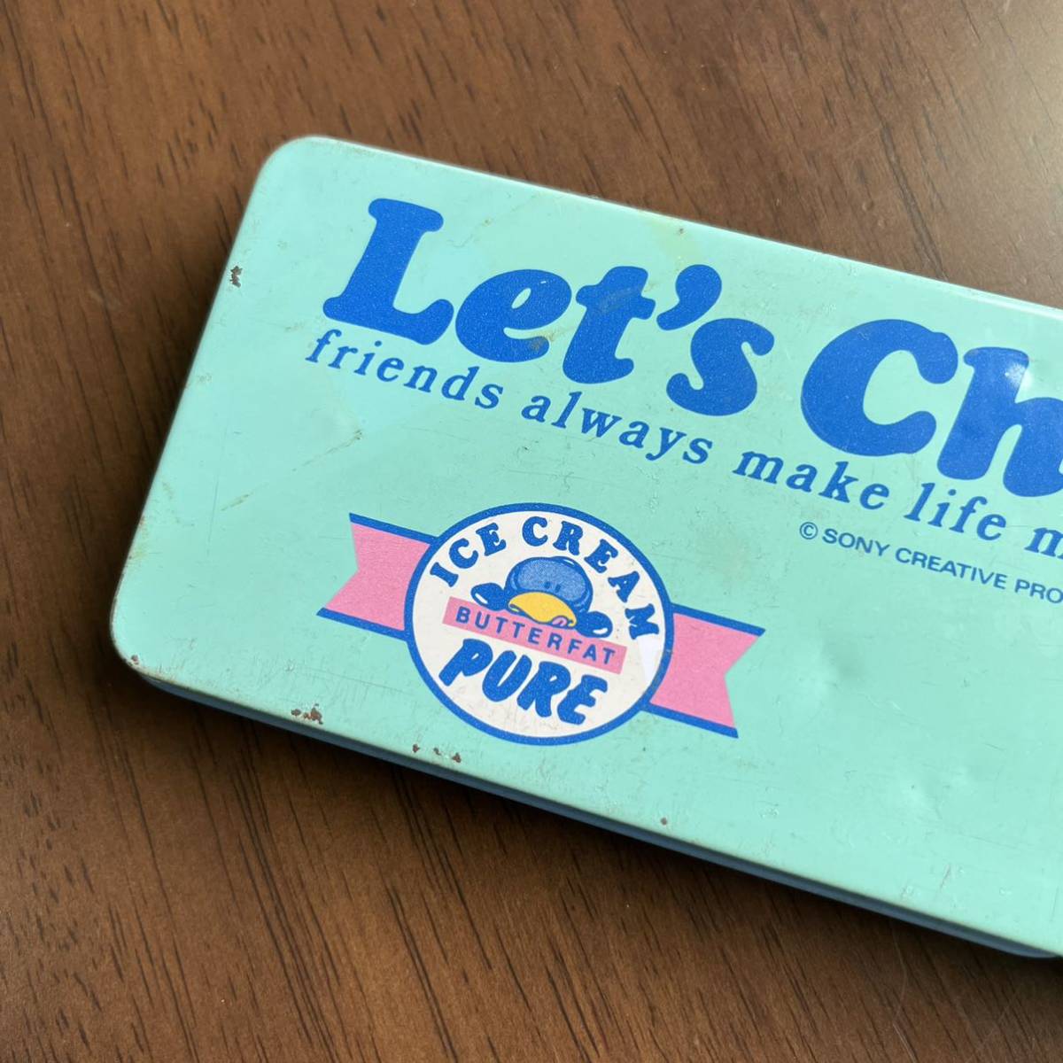 80年代 昭和レトロ LET'S CHAT レッツチャット 缶ペンケース アヒル