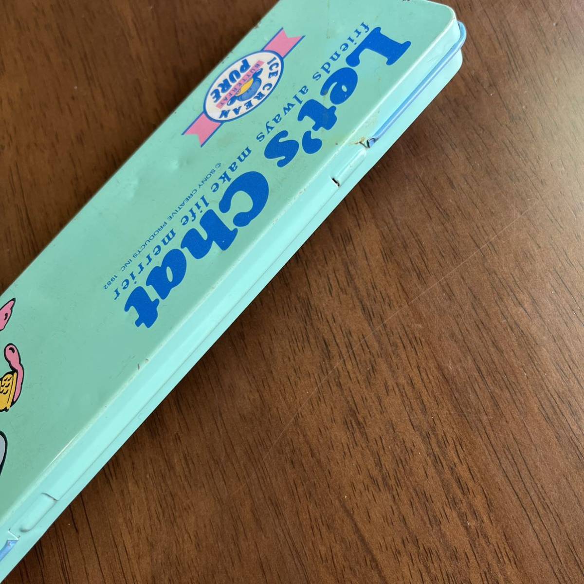80年代 昭和レトロ LET'S CHAT レッツチャット 缶ペンケース アヒル